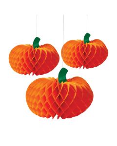 Honeycomb Hanging Pumpkin Decorations - 3 Pc.