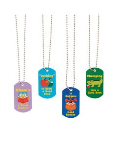 I Love to Read Dog Tag Necklaces
