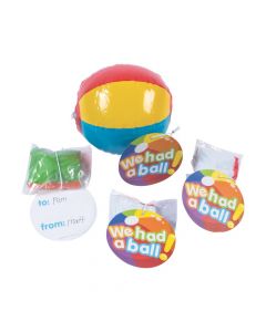 Inflatable 5" Mini Classic Beach Balls with Card