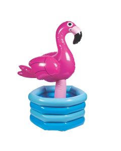 Inflatable Luau Flamingo in Pool Cooler