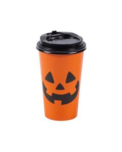 Jack-O’-Lantern Insulated Coffee Cups with Lids - 12 Pc.