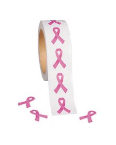 Jumbo Roll of Pink Ribbon Stickers