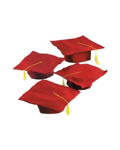 Kids' Red Felt Graduation Caps - 36 Pc.