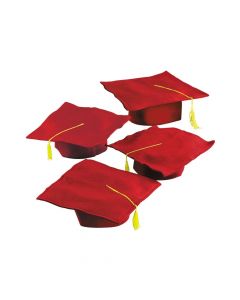Kids' Red Graduation Felt Mortarboard Hats