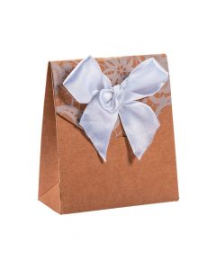 Kraft Paper Tented Favor Boxes with Lace