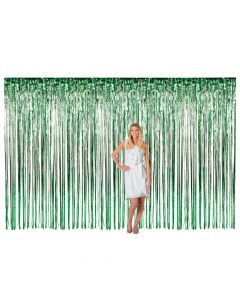 Large Green Foil Fringe Curtain