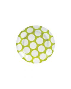Large Lime Green Polka Dot Paper Dessert Plates