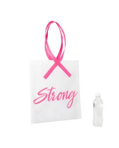 Large Pink Ribbon Strong Tote Bags