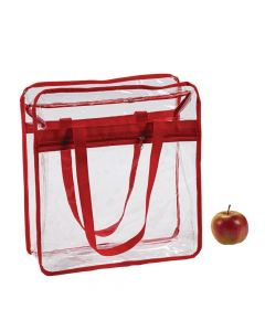 Large Red and Clear Team Spirit Stadium Tote Bag