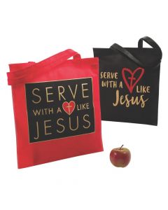 Large Serve with a Heart Like Jesus Tote Bags