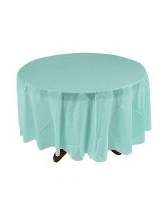 Light Blue Round Plastic Tablecloth