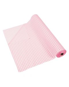 Light Pink Gingham Plastic Tablecloth Roll