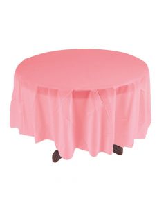 Light Pink Round Plastic Tablecloth