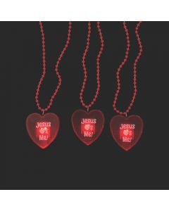 Light-Up Jesus Loves Me Heart Beaded Necklaces