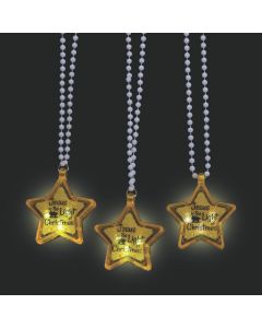 Light-Up Jesus the Light of Christmas Star Beaded Necklaces