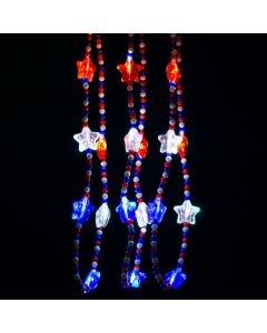 Light-Up Patriotic Mardi Gras Beaded Necklaces