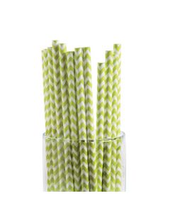 Lime Green Chevron Paper Straws