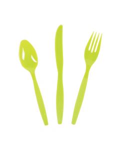 Lime Green High Count Plastic Cutlery Sets