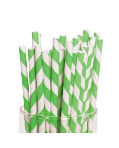 Lime Green Striped Paper Straws