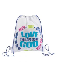 Love Your God Drawstring Bags