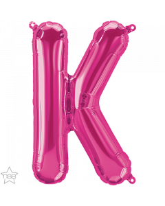 Magenta Letter K Air Filled 41cm Foil Balloon