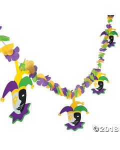 Mardi Gras Flower Garland with Jester Cutouts