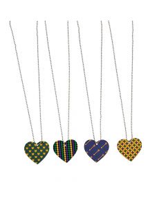 Mardi Gras Heart-Shaped Dog Tag Necklaces