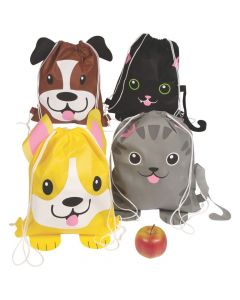 Medium Cat and Dog Drawstring Bags