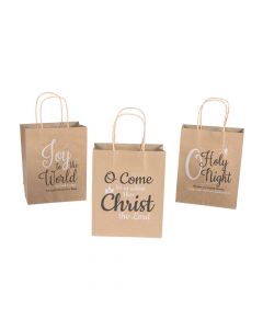 Medium Christmas Hymns Kraft Paper Gift Bags