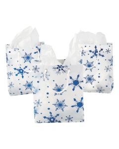 Medium Clear Gift Bags with Snowflakes