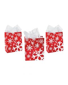 Medium Red and White Snowflake Gift Bags