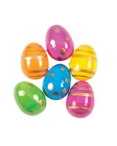 Metallic Design Plastic Easter Eggs - 72 Pc.