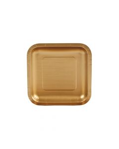 Metallic Gold Square Paper Dessert Plates