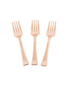 Metallic Rose Gold Mini Forks