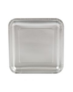 Metallic Silver Square Paper Dinner Plates