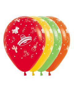 Mexican Assorted Fashion Solid Balloons 30cm