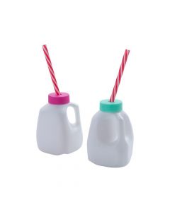 Mini Milk Carton-Shaped Cups with Straws