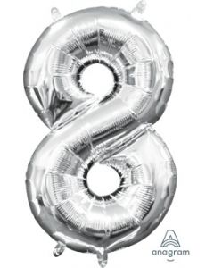 Mini Number 8 Silver Foil Balloon