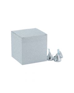 Mini Silver Glitter Favor Boxes