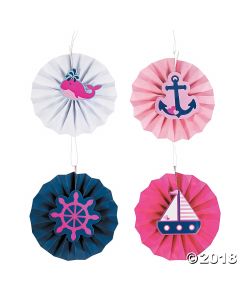 Nautical Girl Hanging Fans with Icons