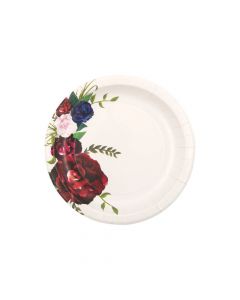 Navy Floral Paper Dessert Plates