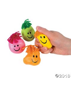 Neon Smile Face Stress Toys with Hair