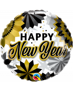 New Year Black & Gold Fans Foil Balloon