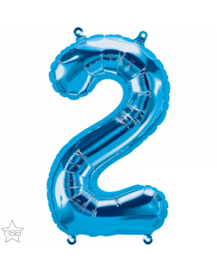 Number 2 Air Filled 41cm Gold Blue Balloon