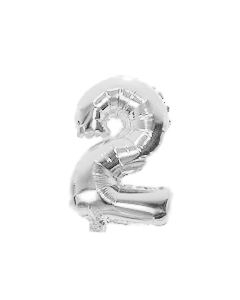 Number 2 Silver Airfilled Foil Balloon