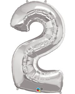Number 2 Silver Foil Balloon 86CM