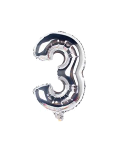 Number 3 Silver Airfilled Foil Balloon