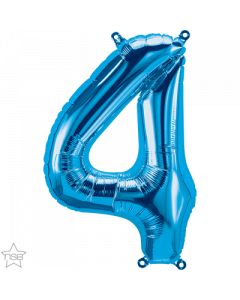Number 4 Air Filled 41cm Gold Blue Balloon
