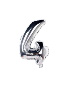Number 4 Silver Airfilled Foil Balloon