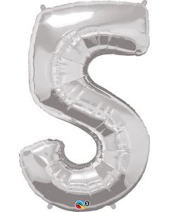 Number 5 Silver Foil Balloon 86CM